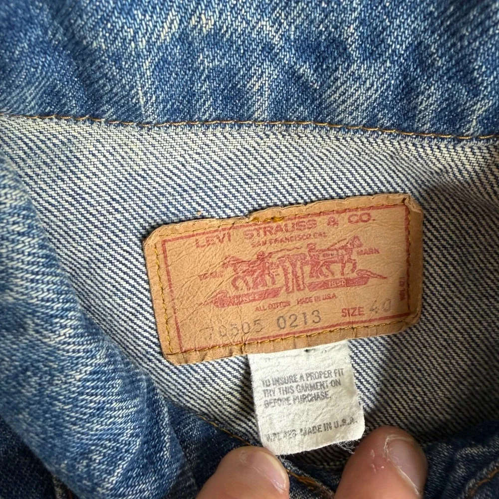 70s Levis 70505 0213 Denim Trucker Jacket Made in USA Blue Size 40 Mens - Picture 3 of 7